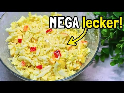 Leckerer Chinakohl Salat in 5 Minuten. Ich werde nie müde, den Salat zu essen! Mit Apfel und Joghurt