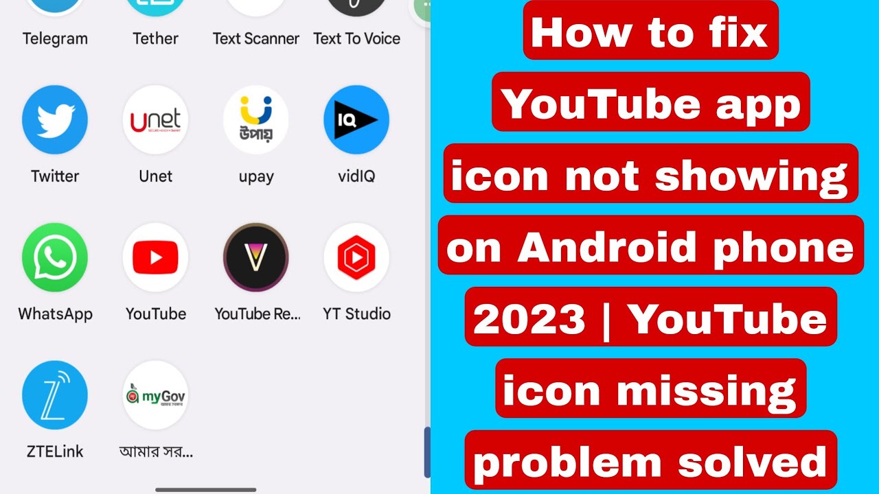 How to fix YouTube app icon not showing on Android phone  | YouTube icon missing problem solved