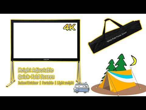 SCREENPRO® 144 Inch Foldable Indoor/Outdoor Movie Projector Screen with Adjustable Legs