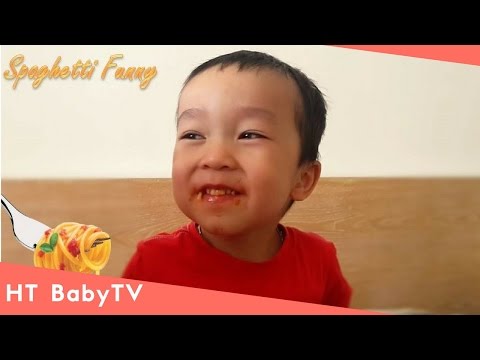 Baby Eating Real Noodle Spaghetti with Mother by HT BabyTV Video