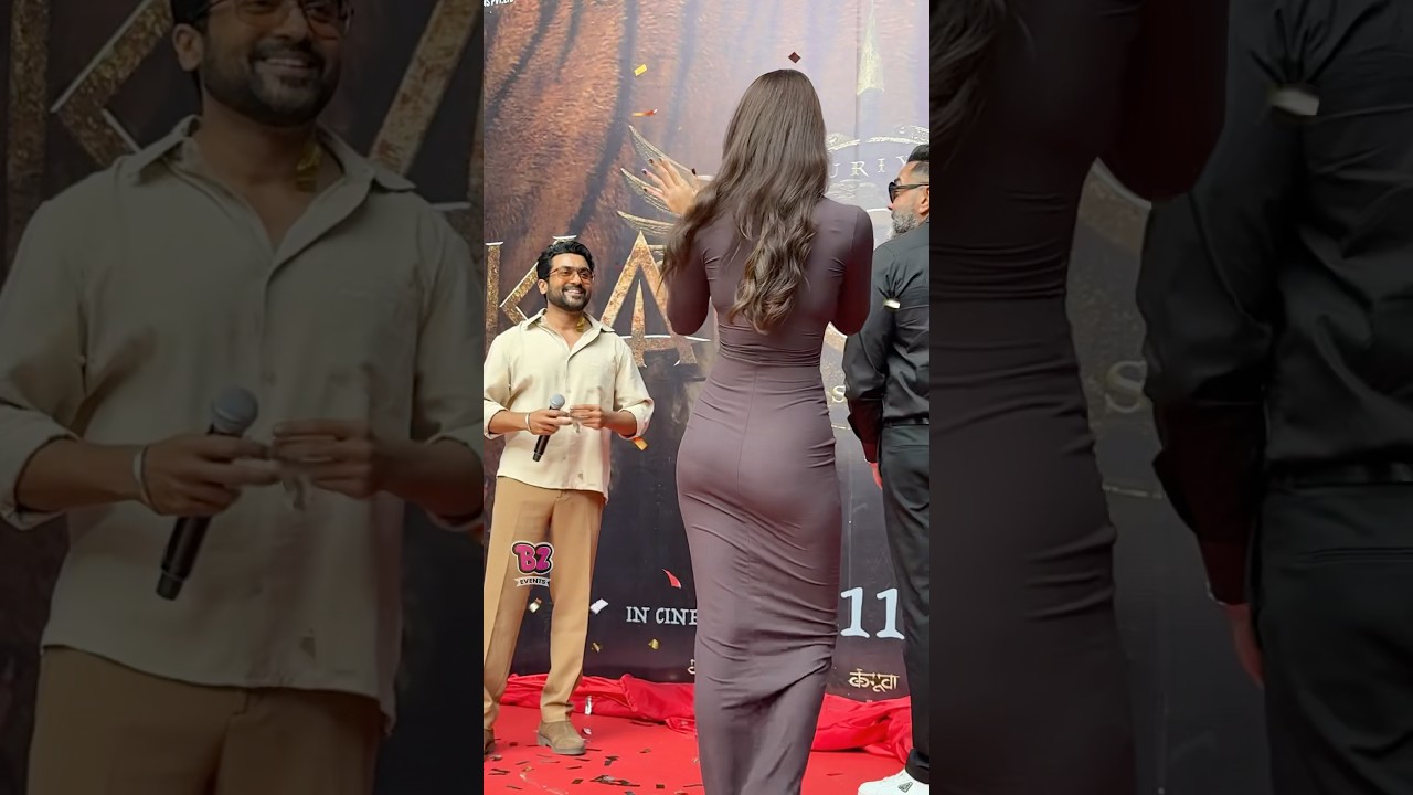 Disha Patani and Surya with Lord Bobby at Kanguva poster reveal ❤️‍🔥🔥!