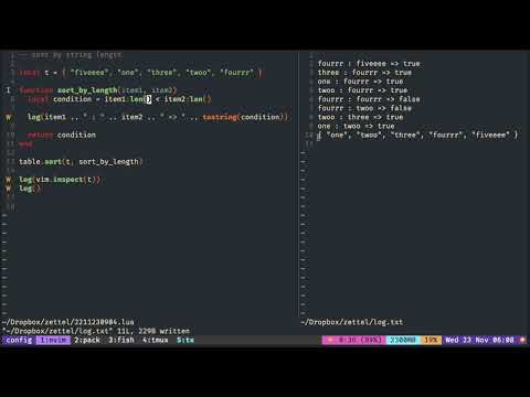 Lua Tutorial Neovim Table Sort By String Length