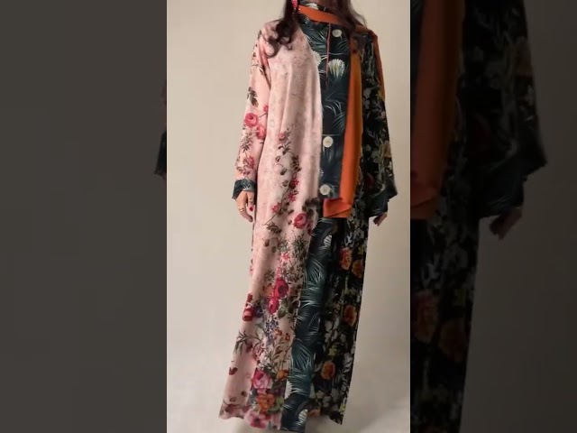 عباية لف ملونة بصلي وبرتقالي