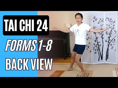 Tai Chi 24, Forms 1-8 Up to Grasp the Bird's Tail in Back View