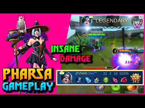 PHARSA GAMEPLAY 2020 WITH INSANE DAMAGE *21 KILLS* | BEST BUILD | MOBILE LEGENDS