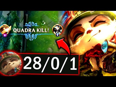 TEEMO TOP CAN LITERALLY 1V9 THE FULL ENEMY TEAM (QUADRA KILL) - 2025 Teemo TOP Gameplay Guide