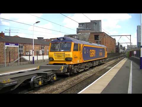 GBRF liveried euro class 92 032 passes Deansgate 19/07/13