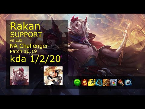 Rakan Support vs Lux - NA Challenger 1/2/20 Patch 10.19 Gameplay