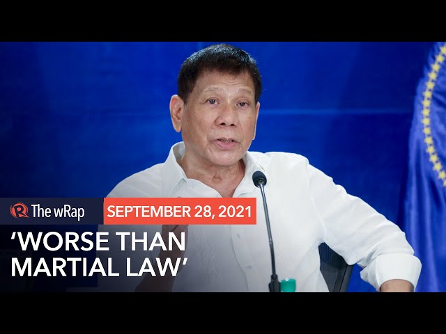 Duterte menyamakan sidang Senat mengenai Pharmally dengan darurat militer Duterte menyamakan sidang Senat mengenai Pharmally dengan darurat militer