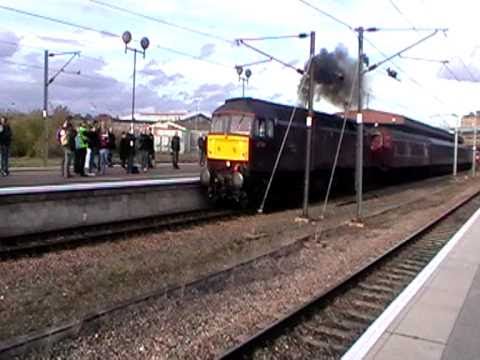 WCRC's class 47 No. 47500 thashes away from charter light engined with lots of clag.