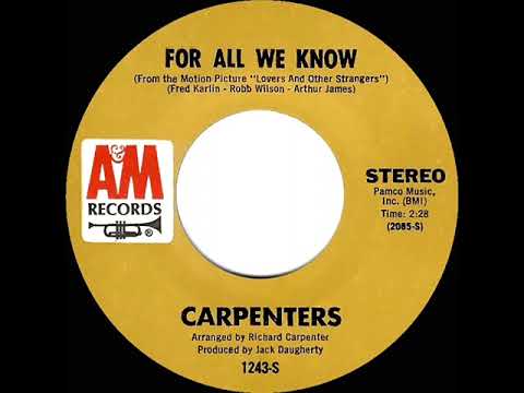 1971 HITS ARCHIVE: For All We Know - Carpenters (stereo 45--#1 A/C)