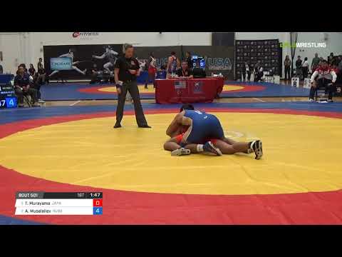 Men's Freestyle 86 RR Rnd 1 - Takahiro Murayama (Japa) vs. Aleksandr Musalaliev (Russ)