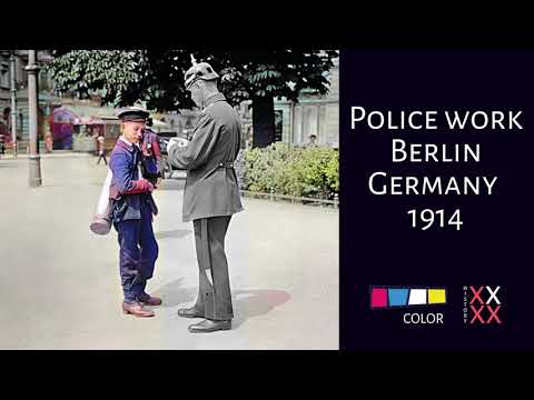 Police work. Berlin. Germany. 1914 (Colorized)