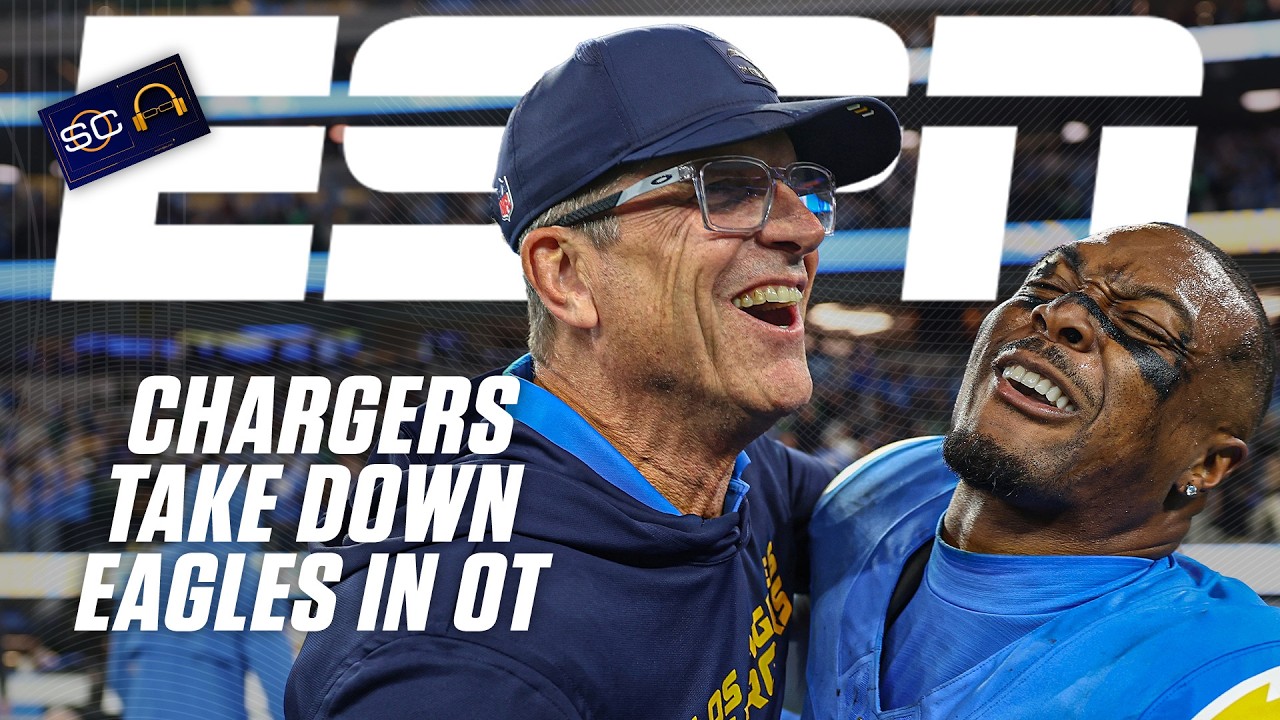 Eagles vs. Chargers REACTION 🍿 Los Angeles SHUTS DOWN Jalen Hurts in overtime win | SC with SVP