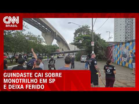 Guindaste cai sobre monotrilho e deixa ferido; veja últimas informações de acidente | CNN PRIME TIME