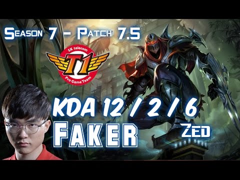 SKT T1 Faker ZED vs TALON Mid - Patch 7.5 KR Ranked