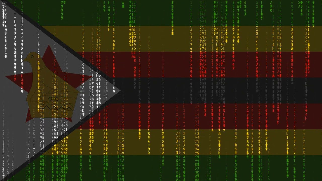 Zimbabwe Flag Matrix Rain Style Digital Stock Illustration