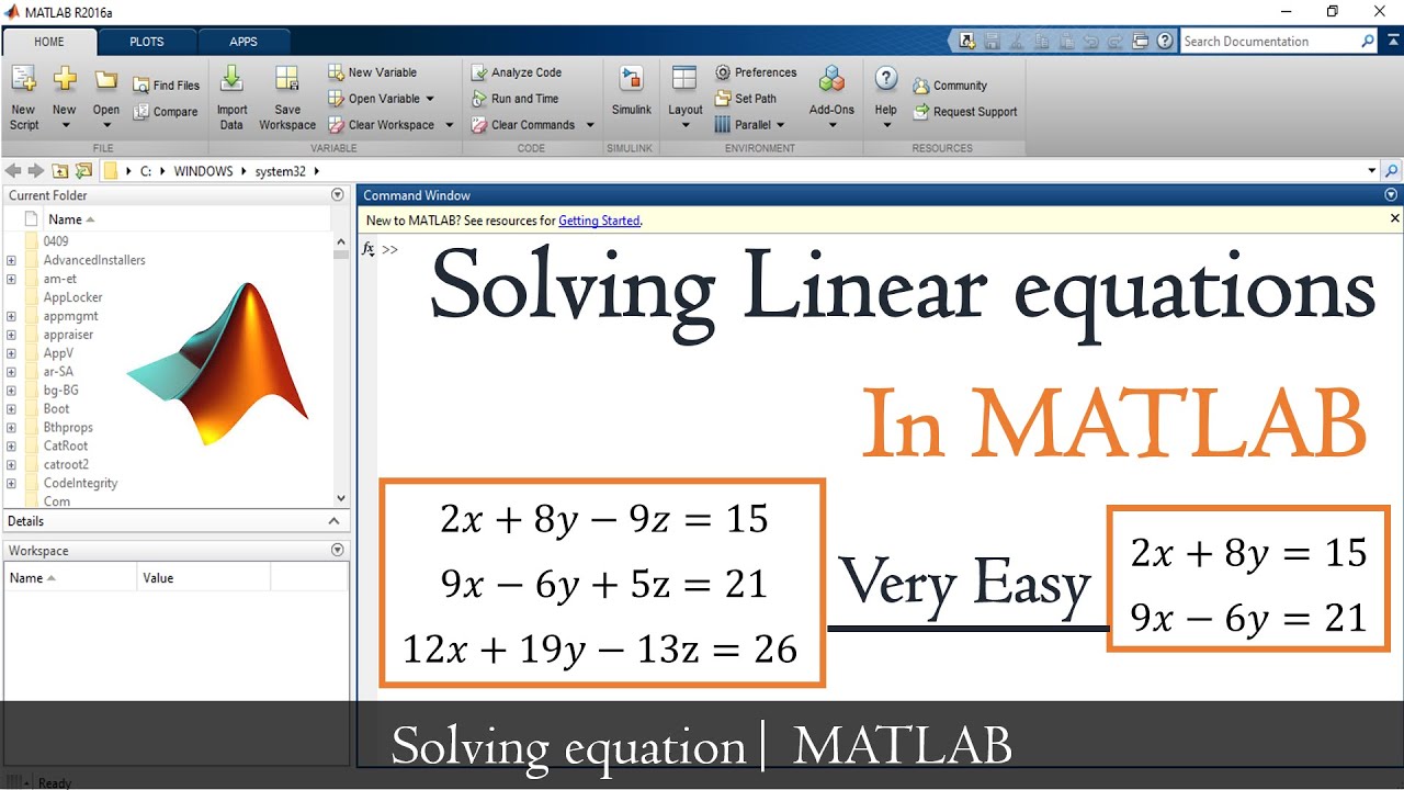 How to solve linear equation in matlab | Systems of linear equation in matlab | MATLAB TUTORIAL
