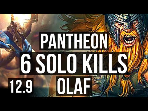 PANTHEON vs OLAF (TOP) | 6 solo kills, Rank 9 Panth, Godlike | BR Grandmaster | 12.9