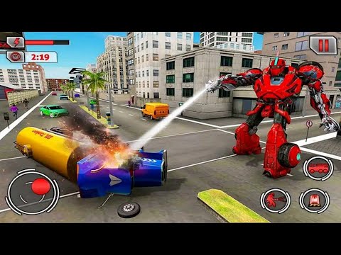 Flying Firefighter Truck Transform Robot Games: Red Robot Firefighter - Android Gameplay