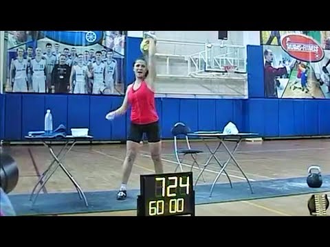 Darya Ignatenko - 724 reps in snatch with the 16 kg kettlebell in 1 hour (2008)