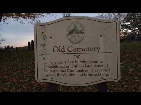 The old cemetery Spencer, Ma. masons in the midst, crypt mound at hand..
