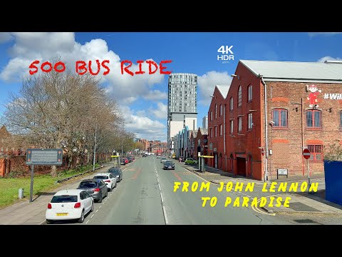Liverpool. Bus Ride 🚌  Route 500 - Full Bus Journey / John Lennon Airport - Paradise Bus Station 📽