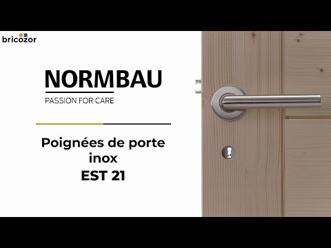 Poignées de porte sur rosaces rondes - inox - EST 21 NORMBAU