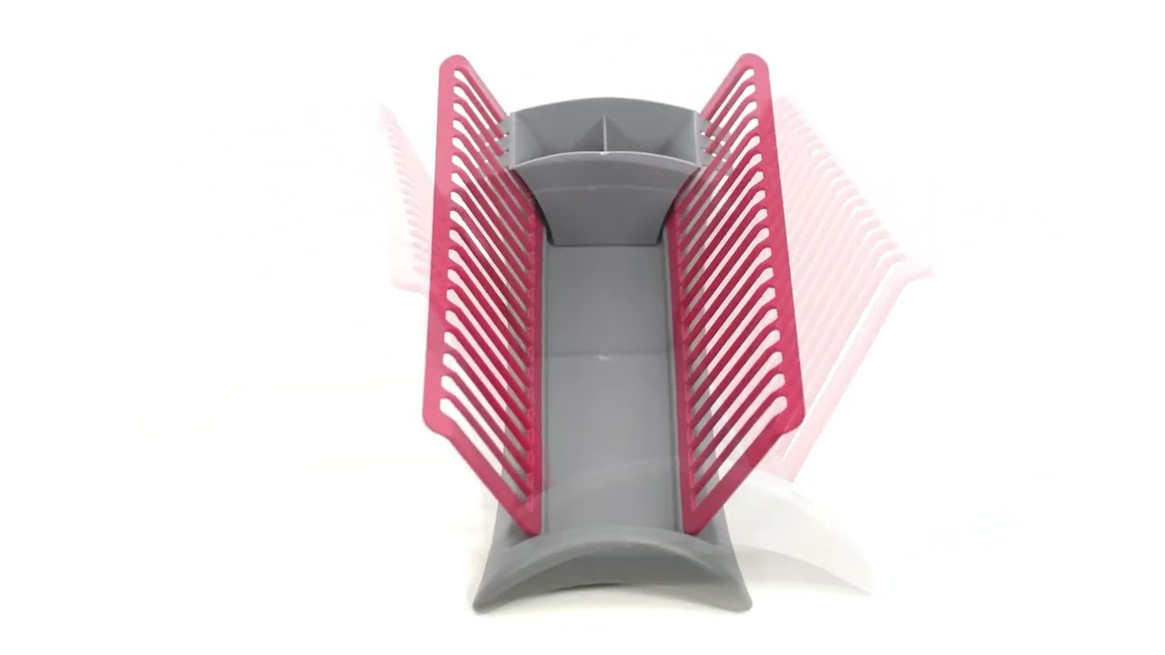 Grey and Red Dish Drainer and Cutlery Holder