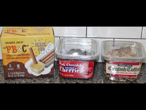 Trader Joe’s: PB&C Snack Duo, Dark Chocolate Covered Cherries, English Toffee with Milk Chocolate