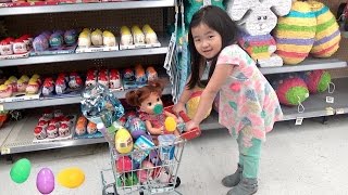 Shopping with Baby Doll for Easter Eggs,Shimmer & Shine, and Shopkins
