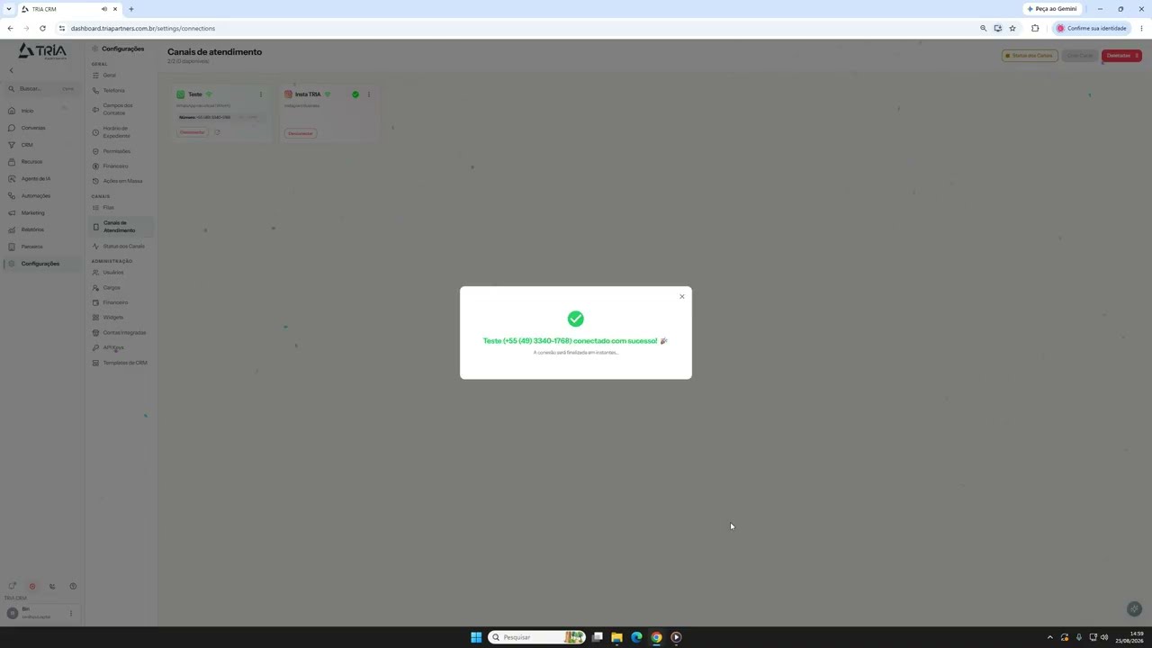 Como integrar o WhatsApp no TRIA CRM