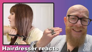She is impulsively cutting her long hair with Kitchen scissors - Hairdresser reacts to Hair Fails