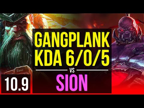 GANGPLANK vs SION (TOP) | 1.0M mastery points, KDA 6/0/5, 600+ games | EUW Diamond | v10.9