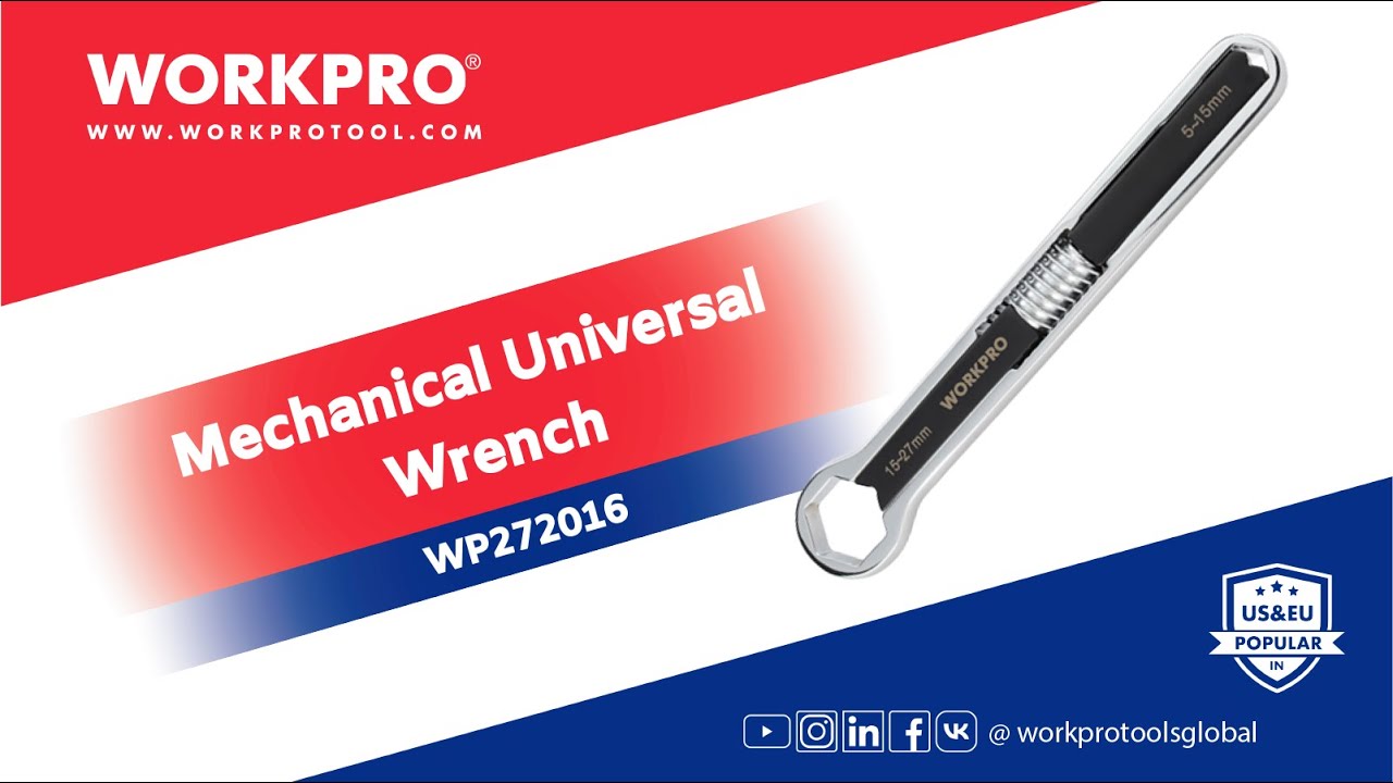 Універсальний розвідний ключ WORKPRO 5-27 мм PRO WP272016 відео 1