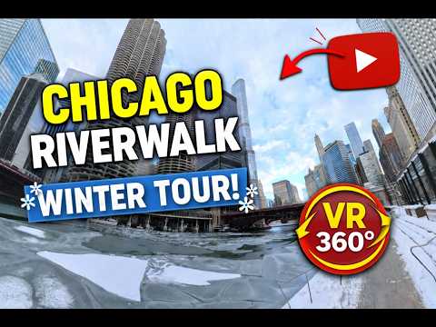 VR 360: Chicago's Snowy Riverwalk – Your Private Winter Wonderland Adventure! 🧊VR 360 Immersive Tour
