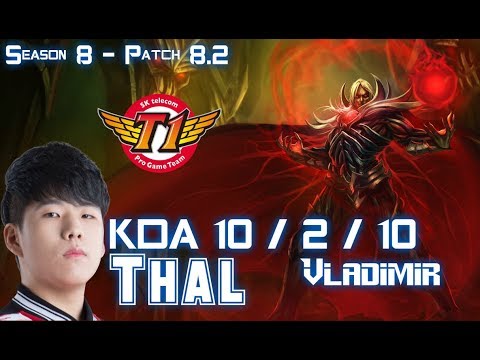 SKT T1 Thal VLADIMIR vs RUMBLE Top - Patch 8.2 KR Ranked