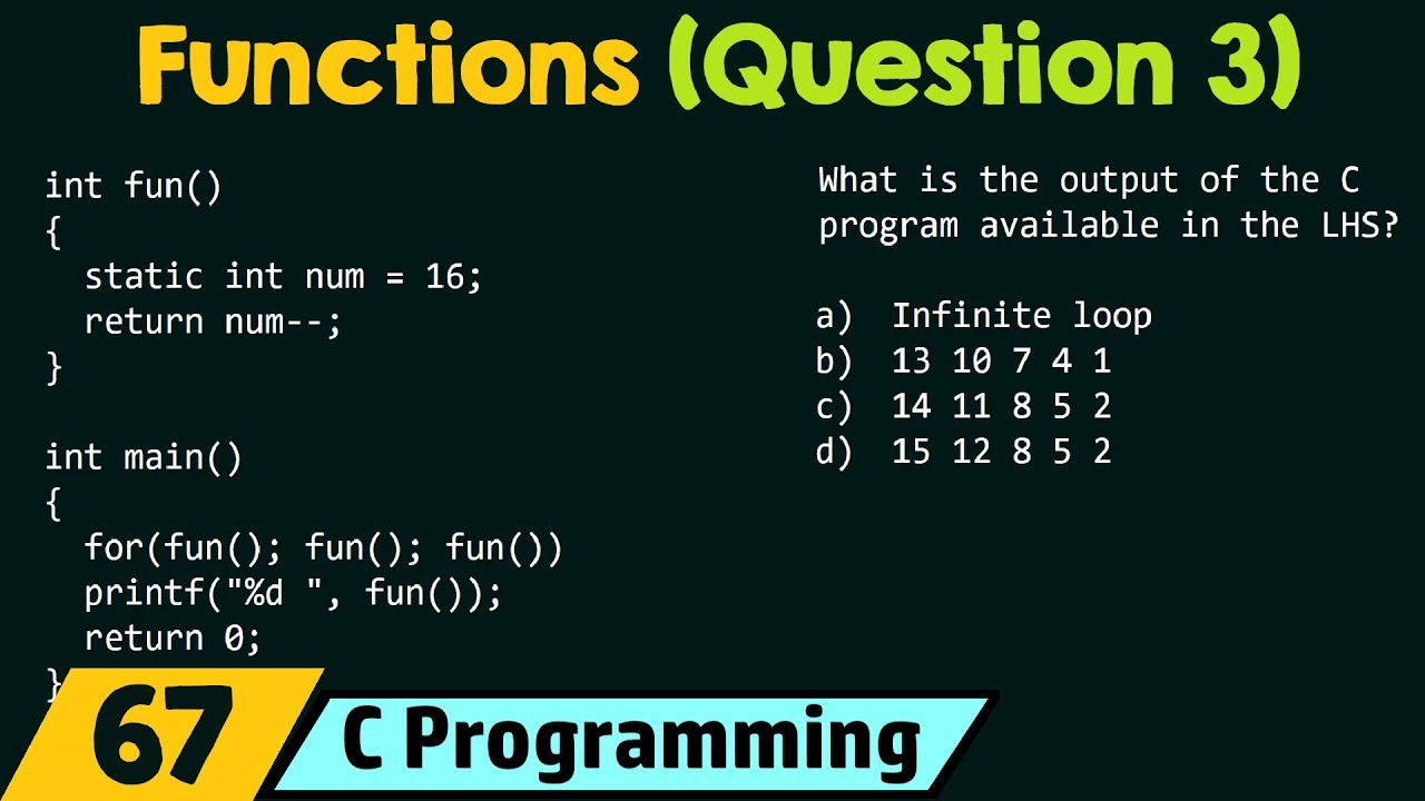 Functions (Solved Question 3)