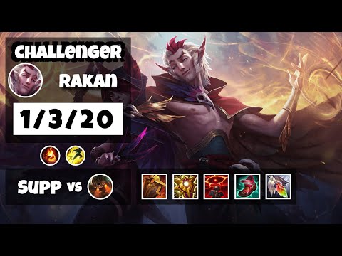 Rakan 11.18 Gameplay Challenger Replay S11 Support (1/3/20) - KOREAN