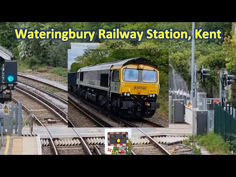 The (fairly) Newly Re-liveried Class 66 passes Wateringbury Railway Station, Kent