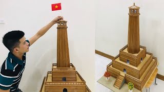 Làm Mô Hình Cột Cờ HÀ NỘI Bằng Tăm Tre | DIY Model