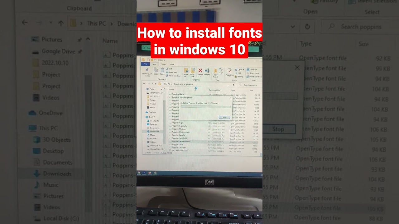 How to install fonts in windows 10