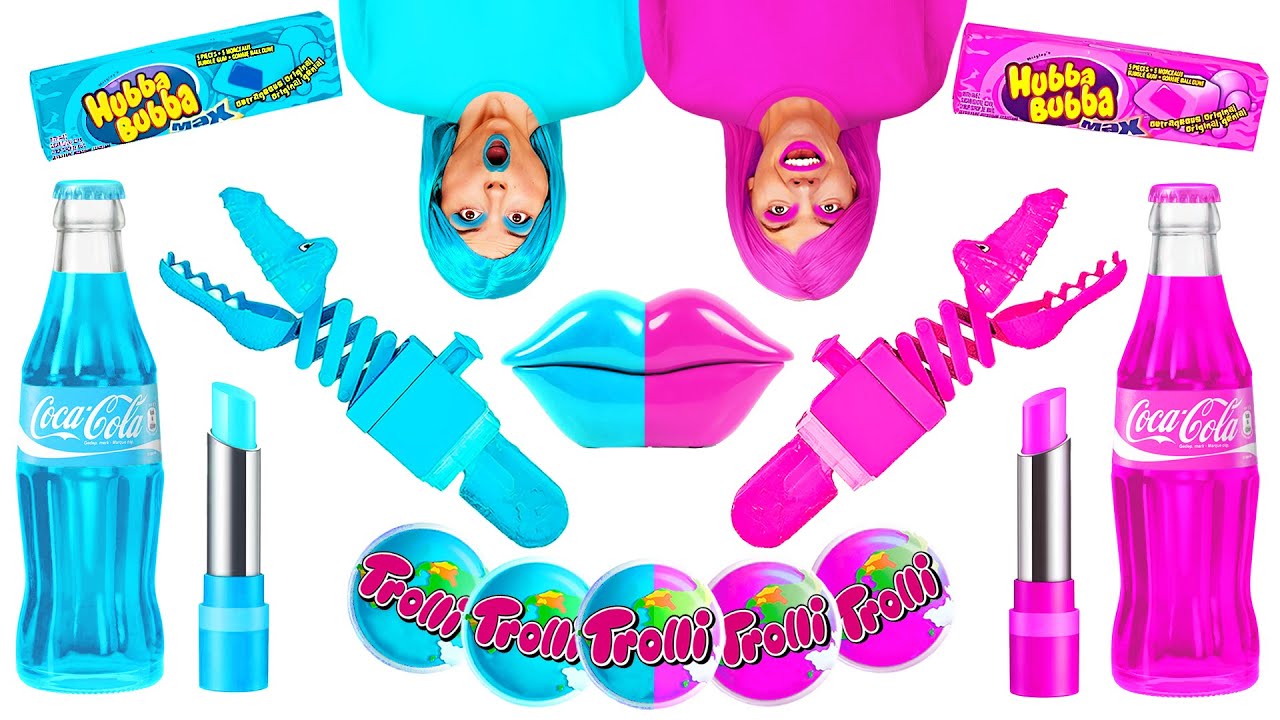 Comida Rosa vs Comida Azul Desafio | Batalha Comestível por AZaZa Challenge