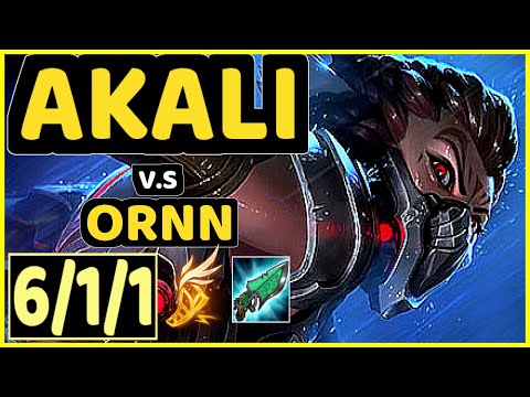 DHOKLA (AKALI) vs ORNN - 6/1/1 KDA TOP GAMEPLAY - NA Ranked GRANDMASTER