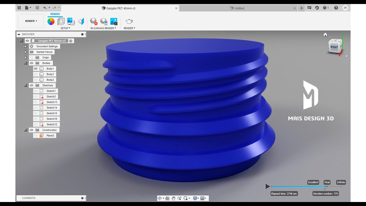 TUTORIAL FUSION 360 | MODELANDO ROSCA RAPIDA PET 45 (thread)