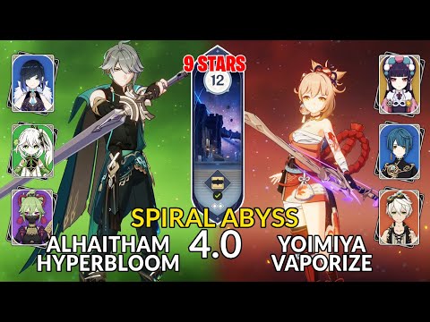 New 4.0 Spiral Abyss│Alhaitham Hyperbloom & Yoimiya Vaporize |Floor 12 - 9 Stars| Genshin Impact