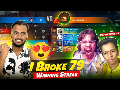 First Time Break 79 Winning Streak Laka Gamer & Angry Baccha Youtuber - Garena Free Fire Max