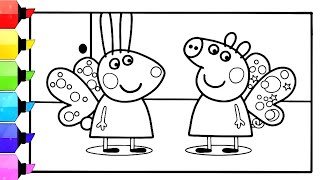 Peppa Pig and George pig Make angel Drawing, Coloring and painting for kids and toddlers