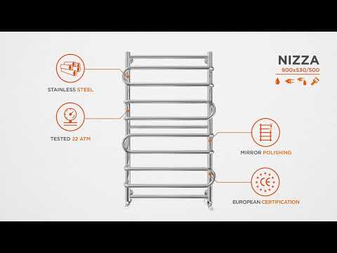 Водяной полотенцесушитель Mario Ницца 1.1.4301.01.P (4820111353248, 900x530, хром/белый глянец/черный матовый)