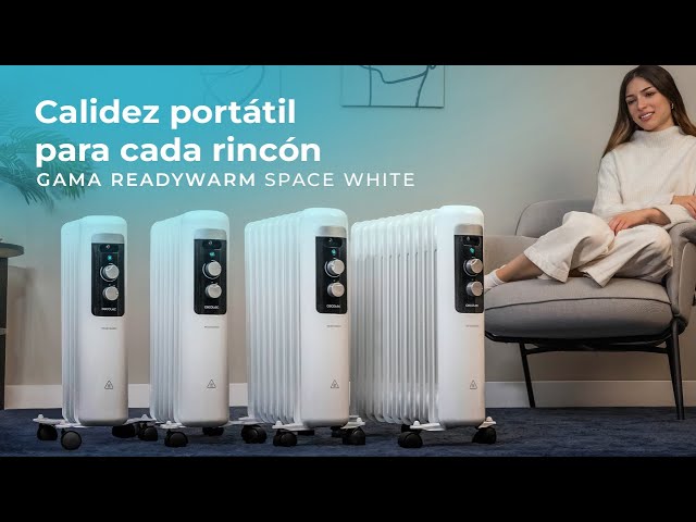 Radiador Elétrico Cecotec ReadyWarm 750 Space White 1500W compacto com controlo manual e sistema antivolteio video